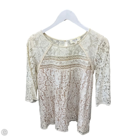 Top 3/4 Sleeve By Peach Love Cream California In Cream, Size: M