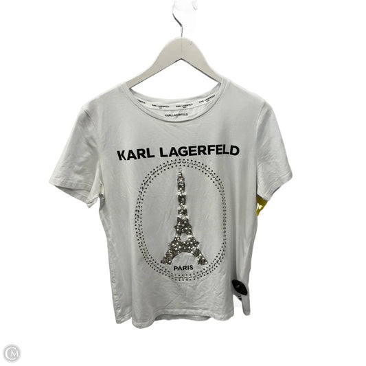 Top Short Sleeve Designer By Karl Lagerfeld In White, Size: M
