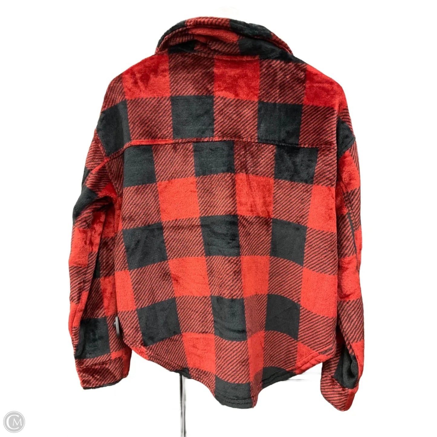 Jacket Shirt By Hippie Rose In Black & Red, Size: M