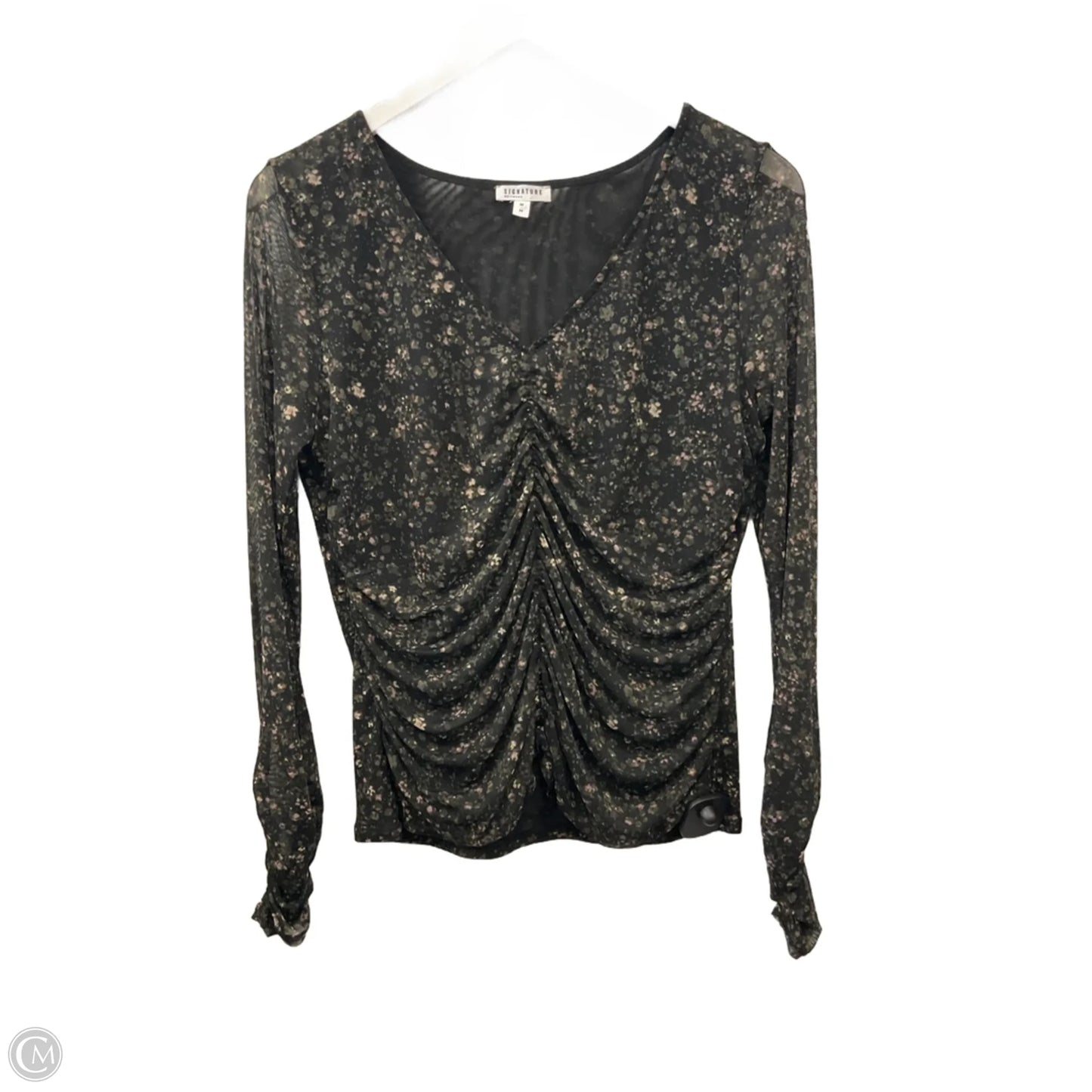 Top Long Sleeve By Signature Collection In Black, Size: M