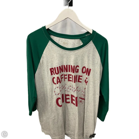 Top Long Sleeve By Natural Reflections In Green & Grey, Size: 1x