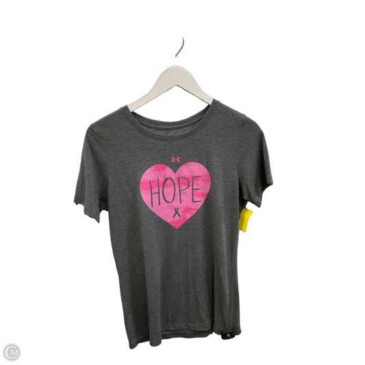 Athletic Top Short Sleeve By Under Armour In Grey, Size: S
