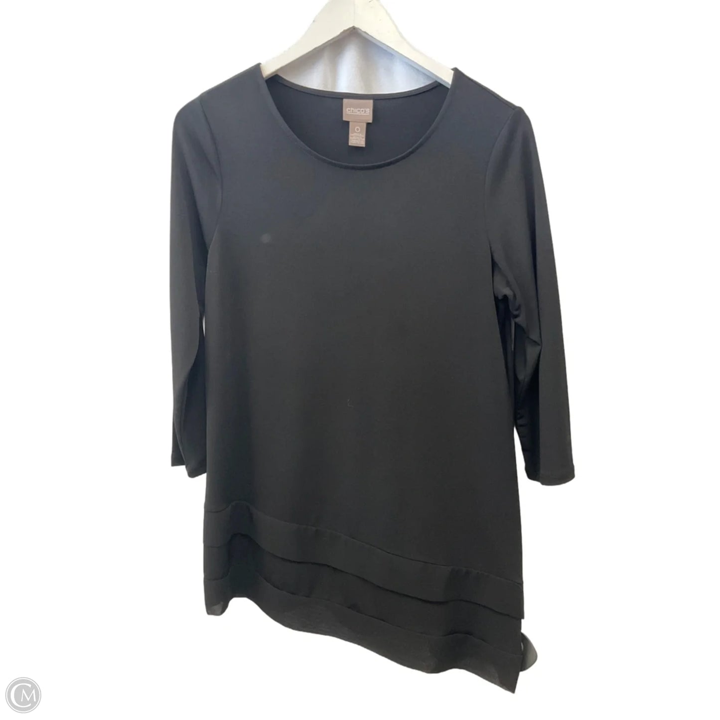 Top 3/4 Sleeve By Chicos In Black, Size: S