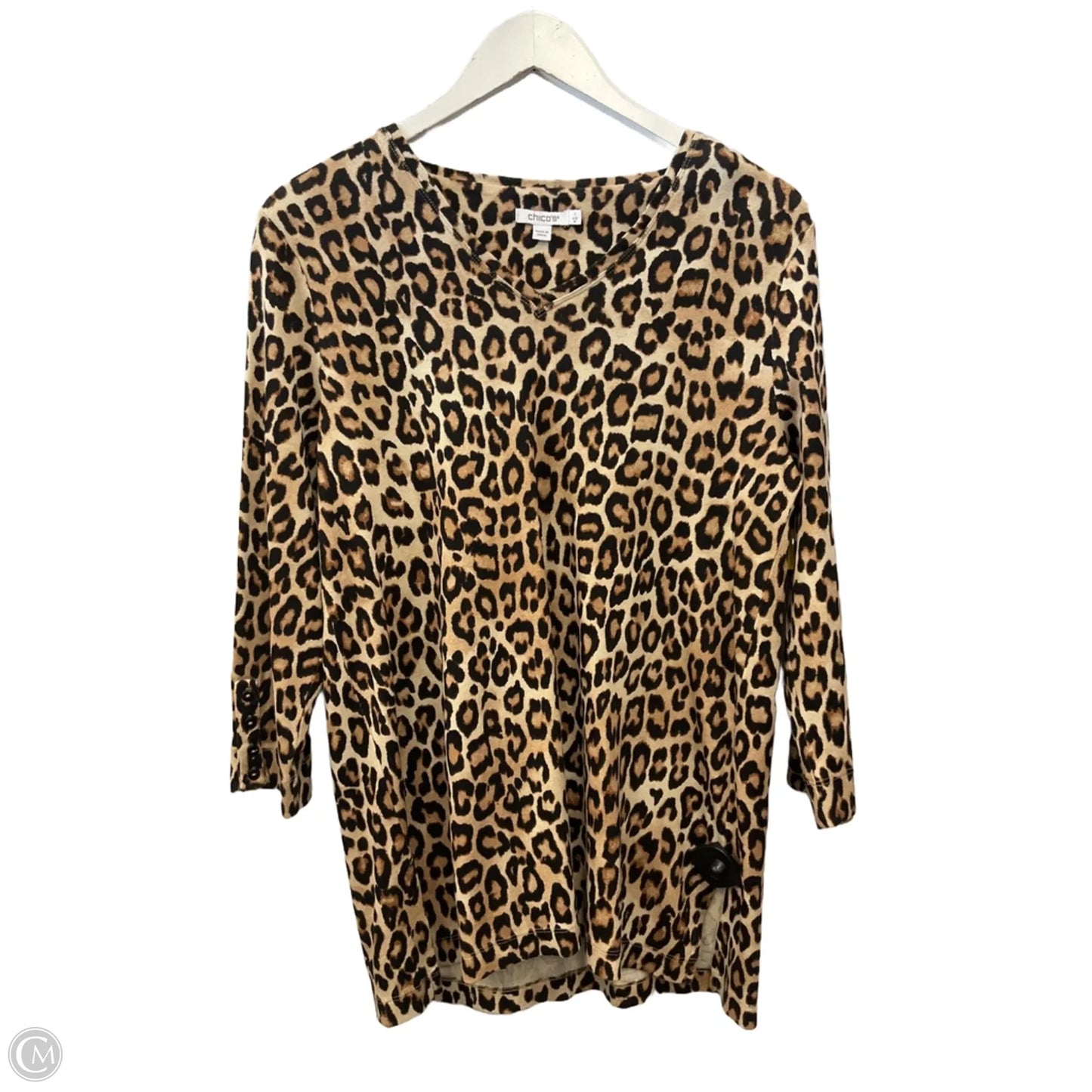 Top 3/4 Sleeve By Chicos In Animal Print, Size: M