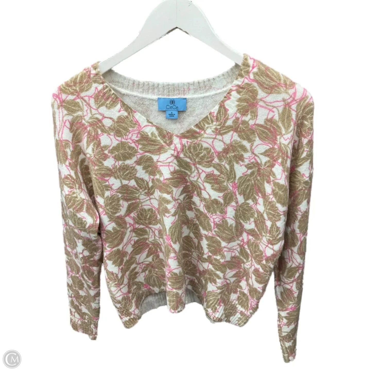 Sweater By Cece In Pink & Tan, Size: S