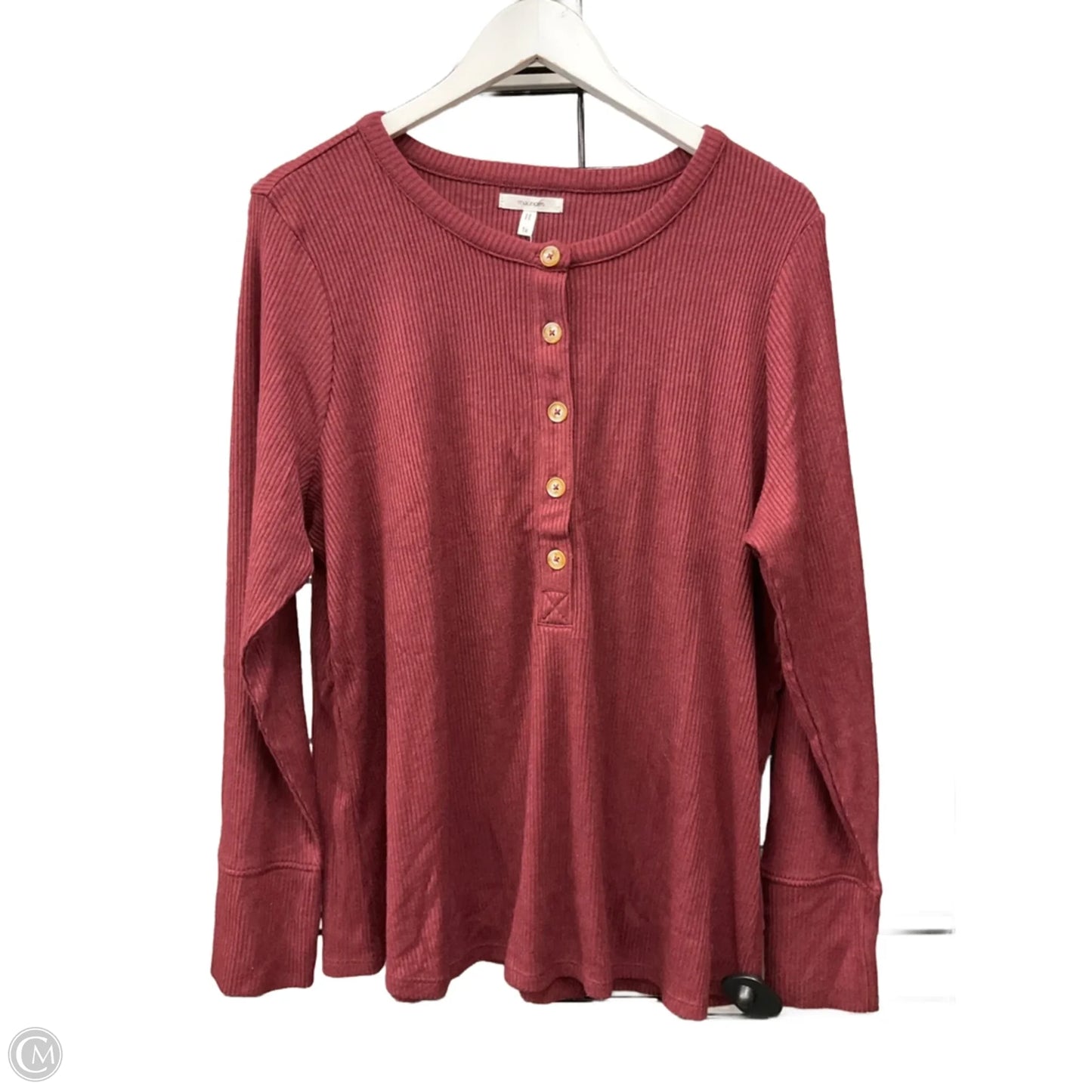 Top Long Sleeve By Maurices In Maroon, Size: 1x