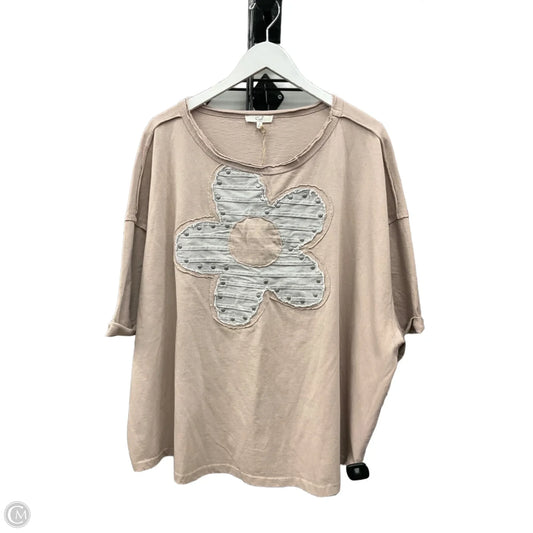 Top Short Sleeve By Easel In Tan, Size: 3x