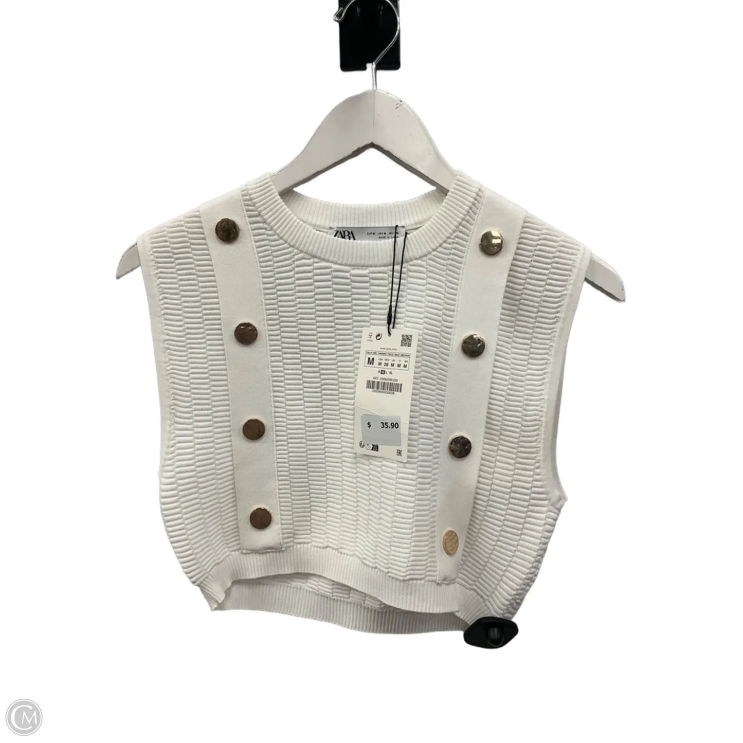 Top Sleeveless By Zara In White, Size: M