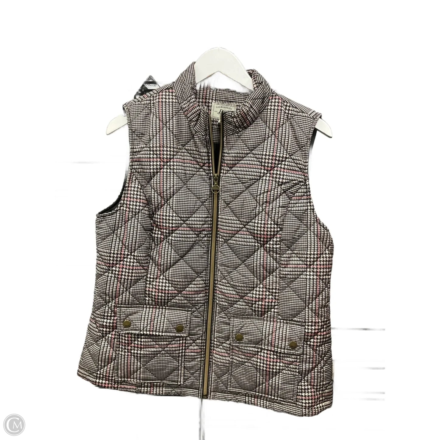 Vest Puffer & Quilted By Bass In Black & Tan, Size: M