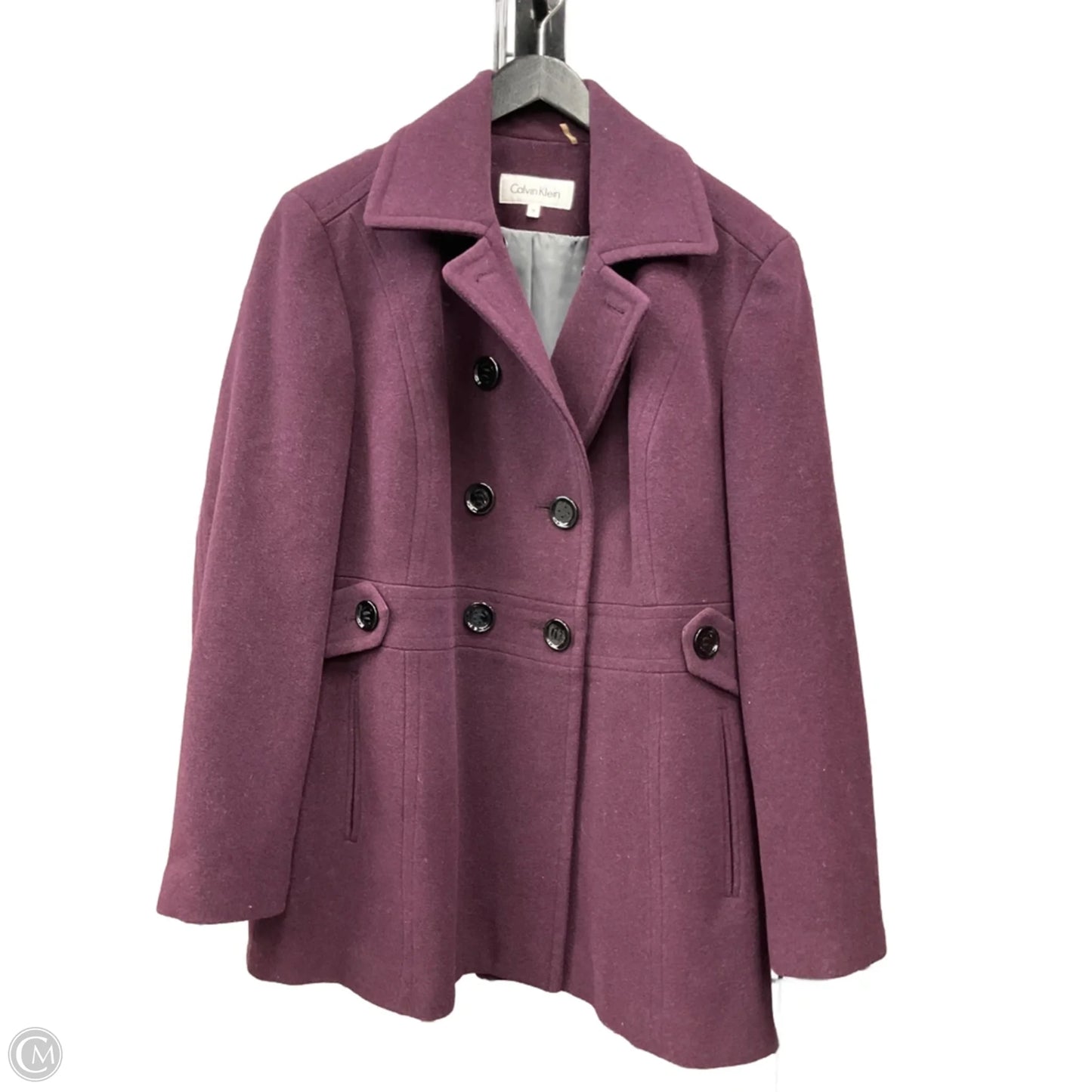 Coat Peacoat By Calvin Klein In Purple, Size: 1x