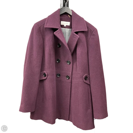 Coat Peacoat By Calvin Klein In Purple, Size: 1x