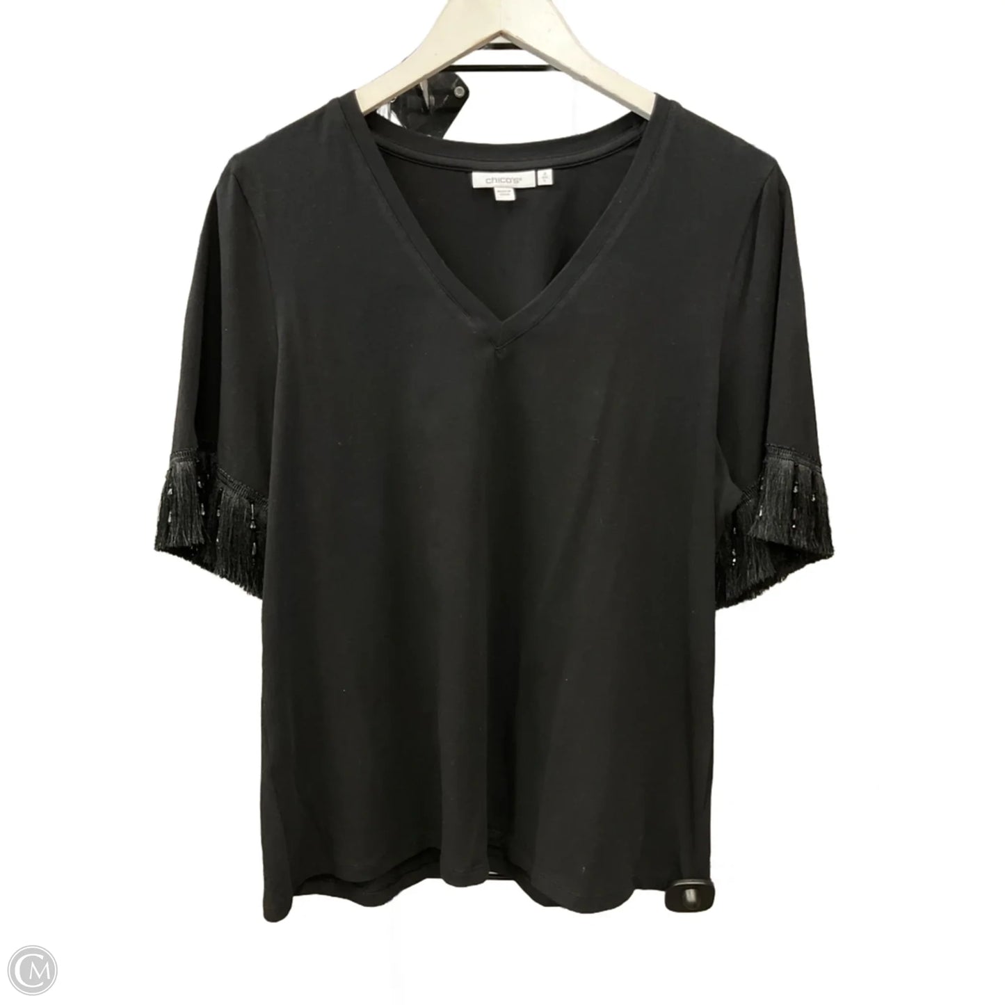 Top Short Sleeve By Chicos In Black, Size: L
