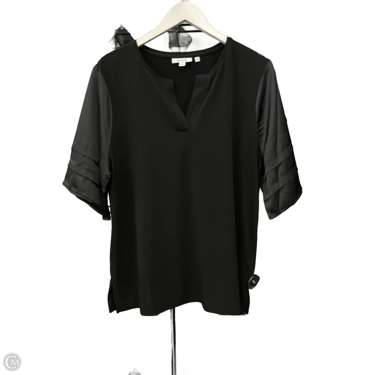 Top Short Sleeve By Chicos In Black, Size: L