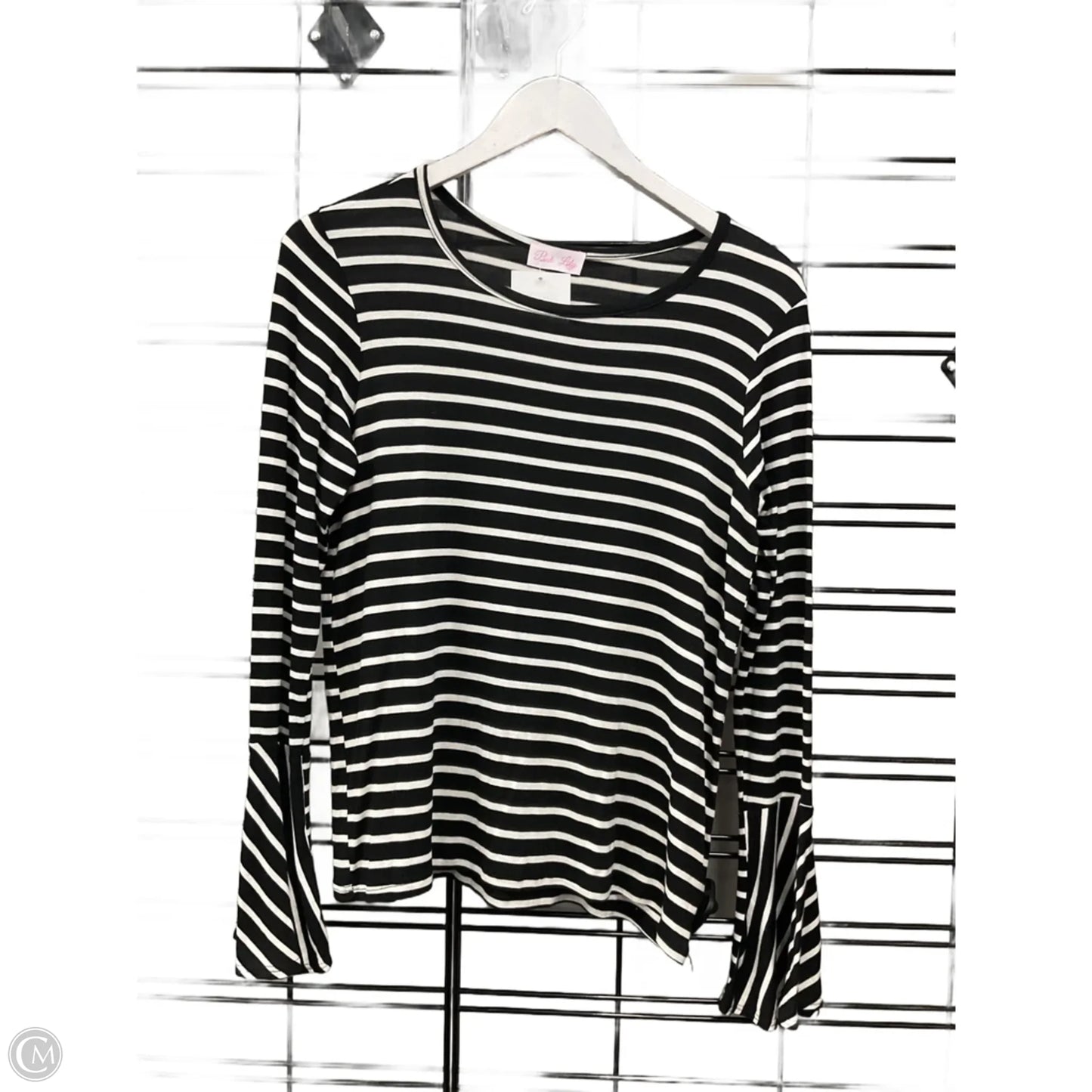 Top Long Sleeve By Pink Lily In Black & White, Size: S