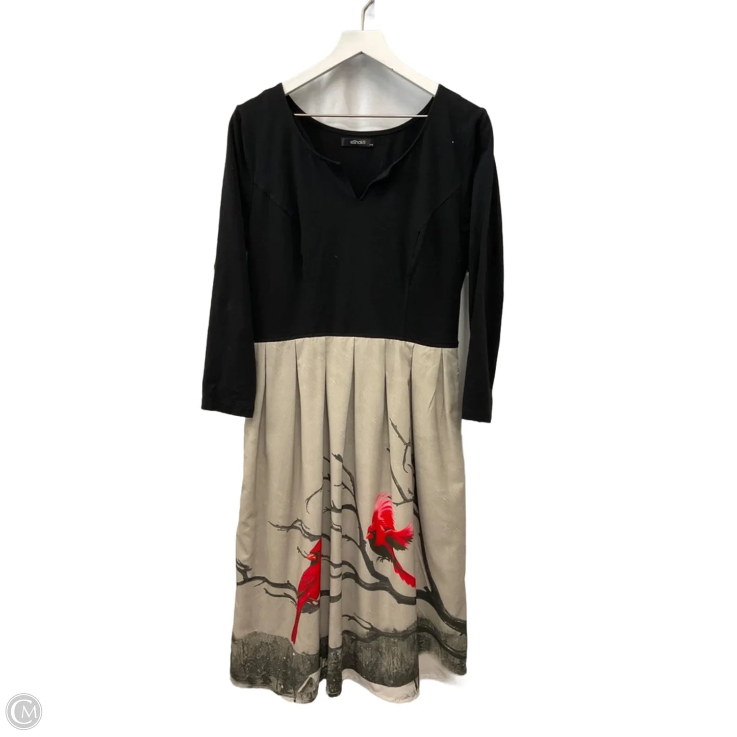 Dress Casual Midi By Eshakti In Black & Red, Size: L
