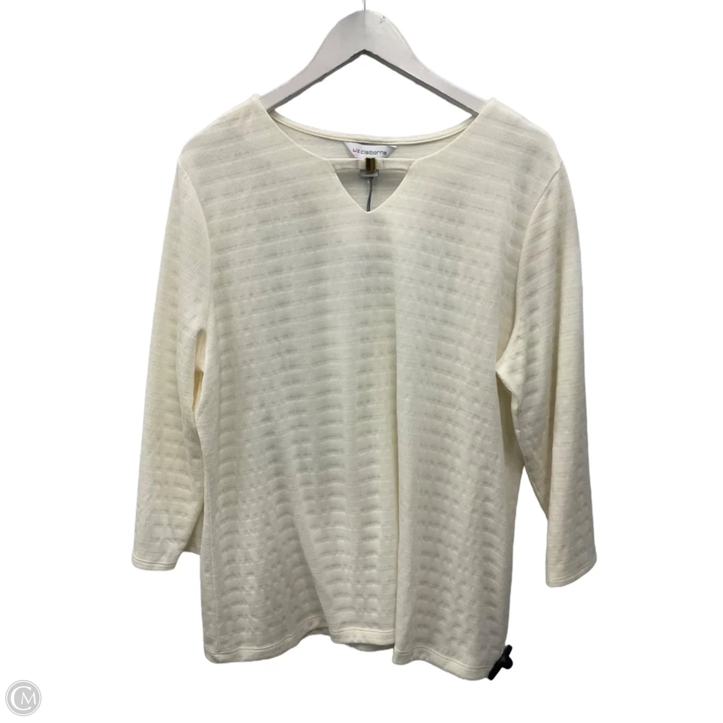 Top 3/4 Sleeve By Liz Claiborne In Cream, Size: Xl
