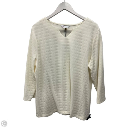 Top 3/4 Sleeve By Liz Claiborne In Cream, Size: Xl