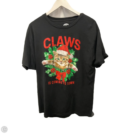 Top Short Sleeve By Holiday Time In Black, Size: Xl