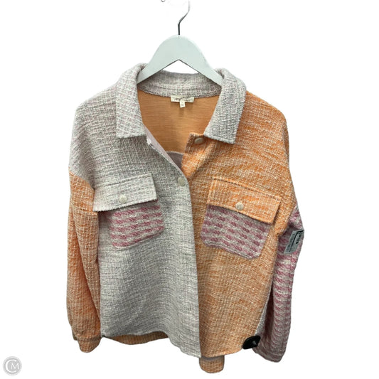 Jacket Shirt By Mystree In Orange & Pink, Size: M