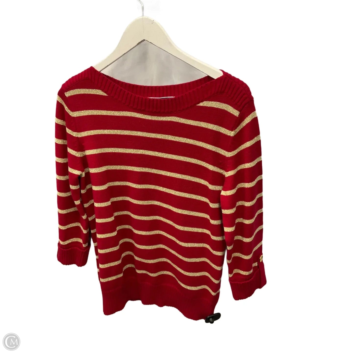 Sweater By Karen Scott In Gold & Red, Size: L