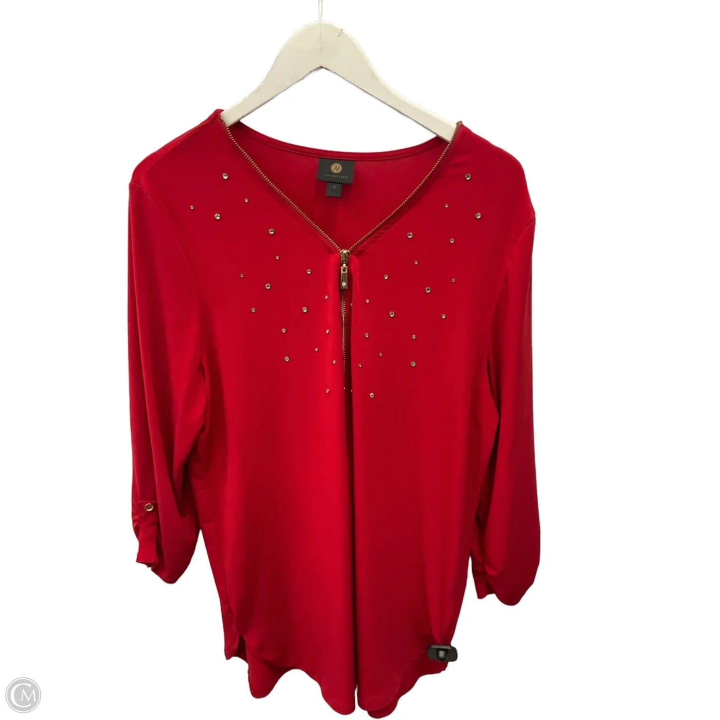 Top Long Sleeve By Jm Collections In Red, Size: Xl