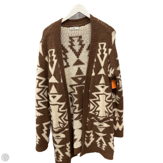 Sweater Cardigan By In Loom In Tan, Size: M