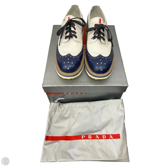 Shoes Luxury Designer By Prada In Navy, Size: 8