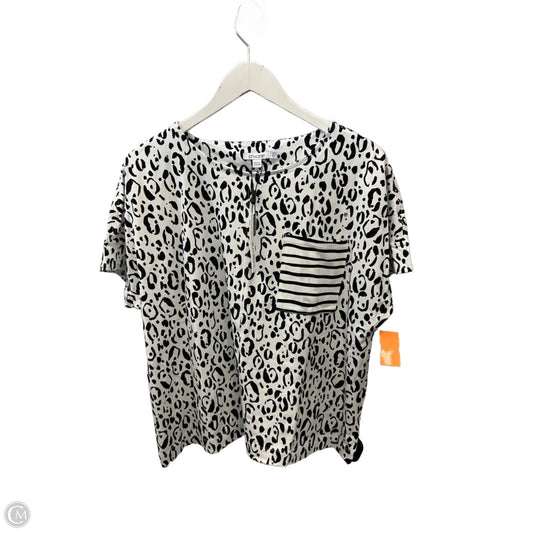Top Short Sleeve By Chicos In Black & White, Size: L
