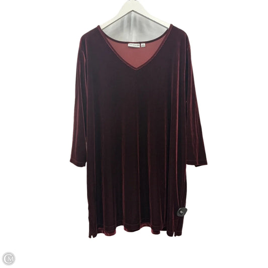 Top 3/4 Sleeve By Susan Graver In Maroon, Size: 3x