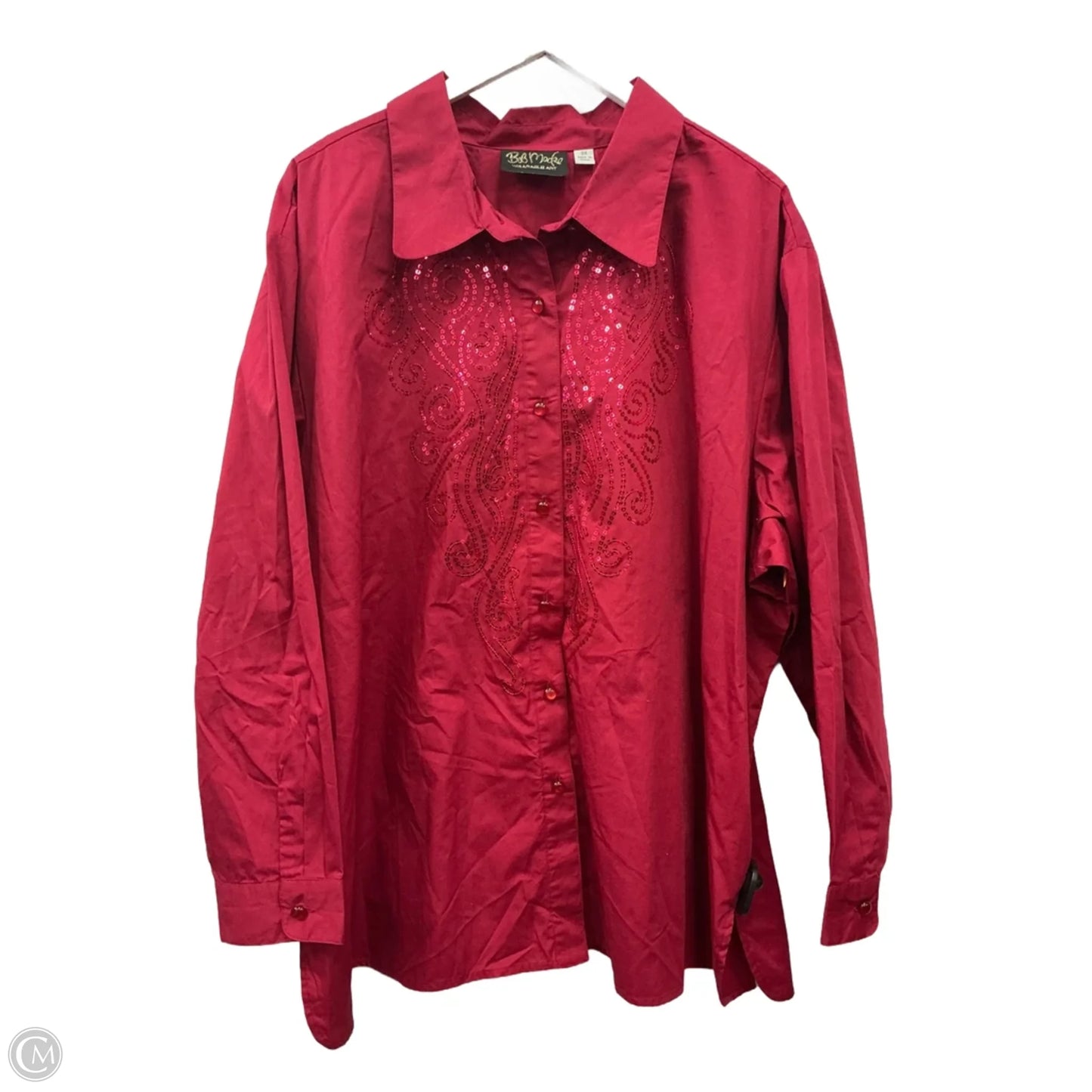 Top Long Sleeve By Bob Mackie Qvc In Red, Size: 3x