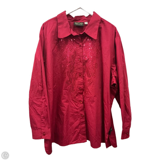 Top Long Sleeve By Bob Mackie Qvc In Red, Size: 3x