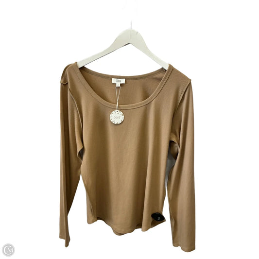 Top Long Sleeve By Oddi In Tan, Size: 1x