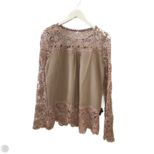 Top Long Sleeve By Clothes Mentor In Tan, Size: Xl
