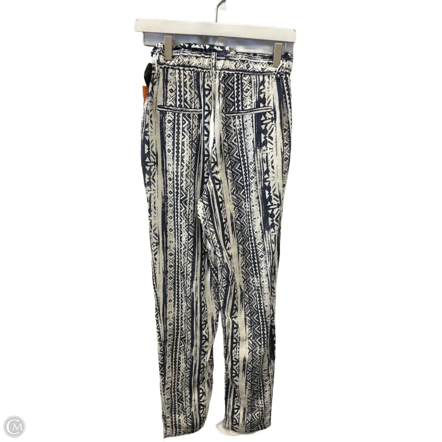 Pants Linen By Clothes Mentor In Blue & White, Size: 4