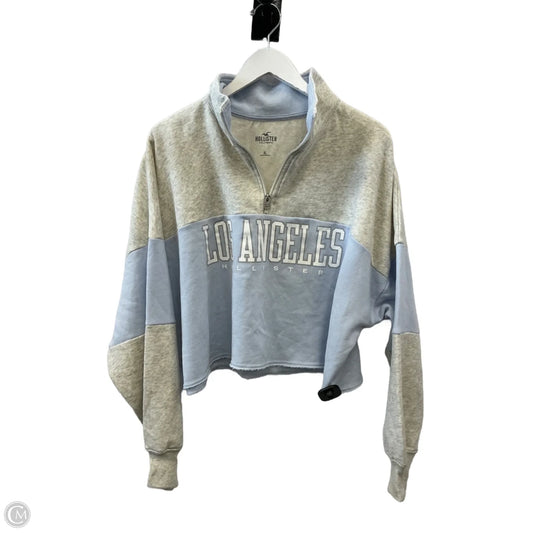 Athletic Top Long Sleeve Collar By Hollister In Blue & Cream, Size: Xl