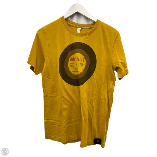 Top Short Sleeve By Bella + Canvas In Gold, Size: M