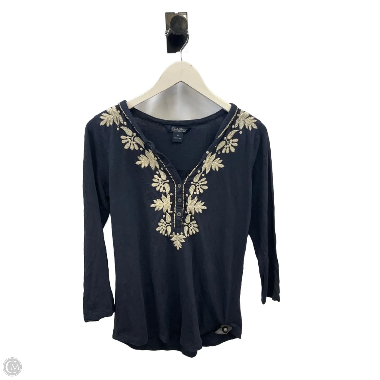 Top 3/4 Sleeve By Lucky Brand In Navy, Size: M