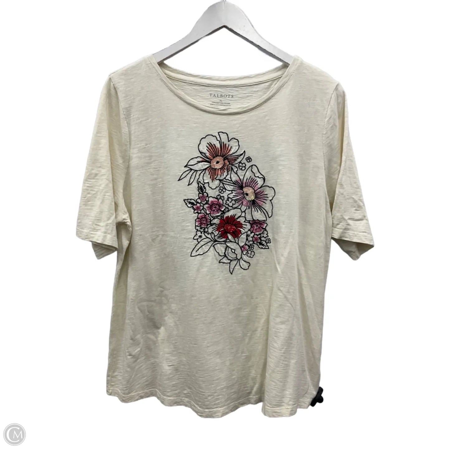 Top Short Sleeve By Talbots In Cream, Size: Xl