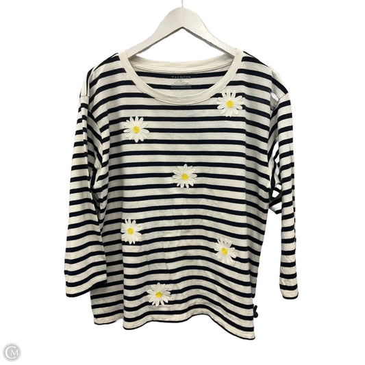 Top 3/4 Sleeve By Talbots In Black & Cream, Size: Xl