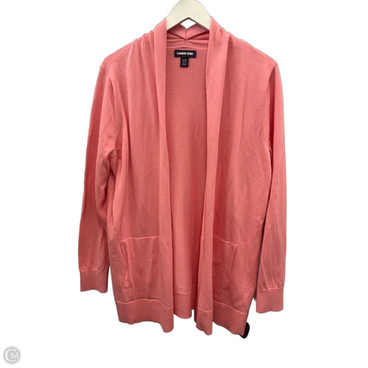 Sweater Cardigan By Lands End In Coral, Size: L