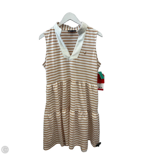 Dress Casual Midi By Nautica In Brown & White, Size: M