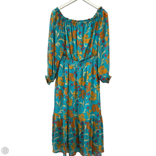 Dress Casual Midi By Sofia By Sofia Vergara In Blue & Orange, Size: L