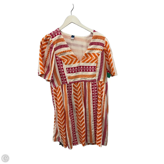 Dress Casual Midi By Old Navy In Orange & Pink, Size: L