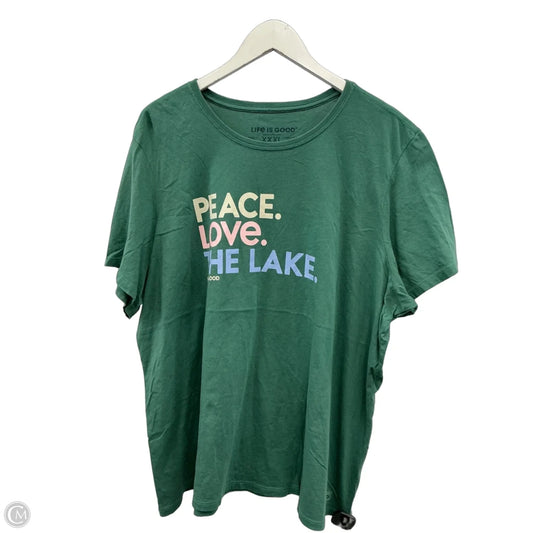 Top Short Sleeve By Life Is Good In Green, Size: 2x