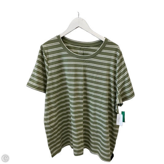 Top Short Sleeve By Cj Banks In Green & White, Size: 2x