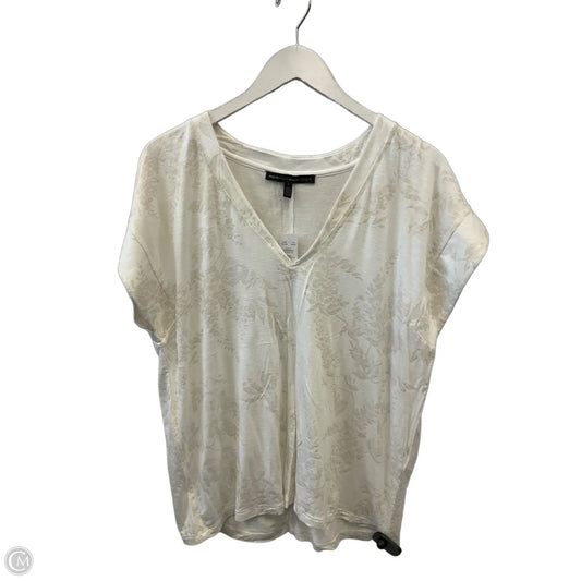Top Short Sleeve By White House Black Market In Tan & White, Size: L