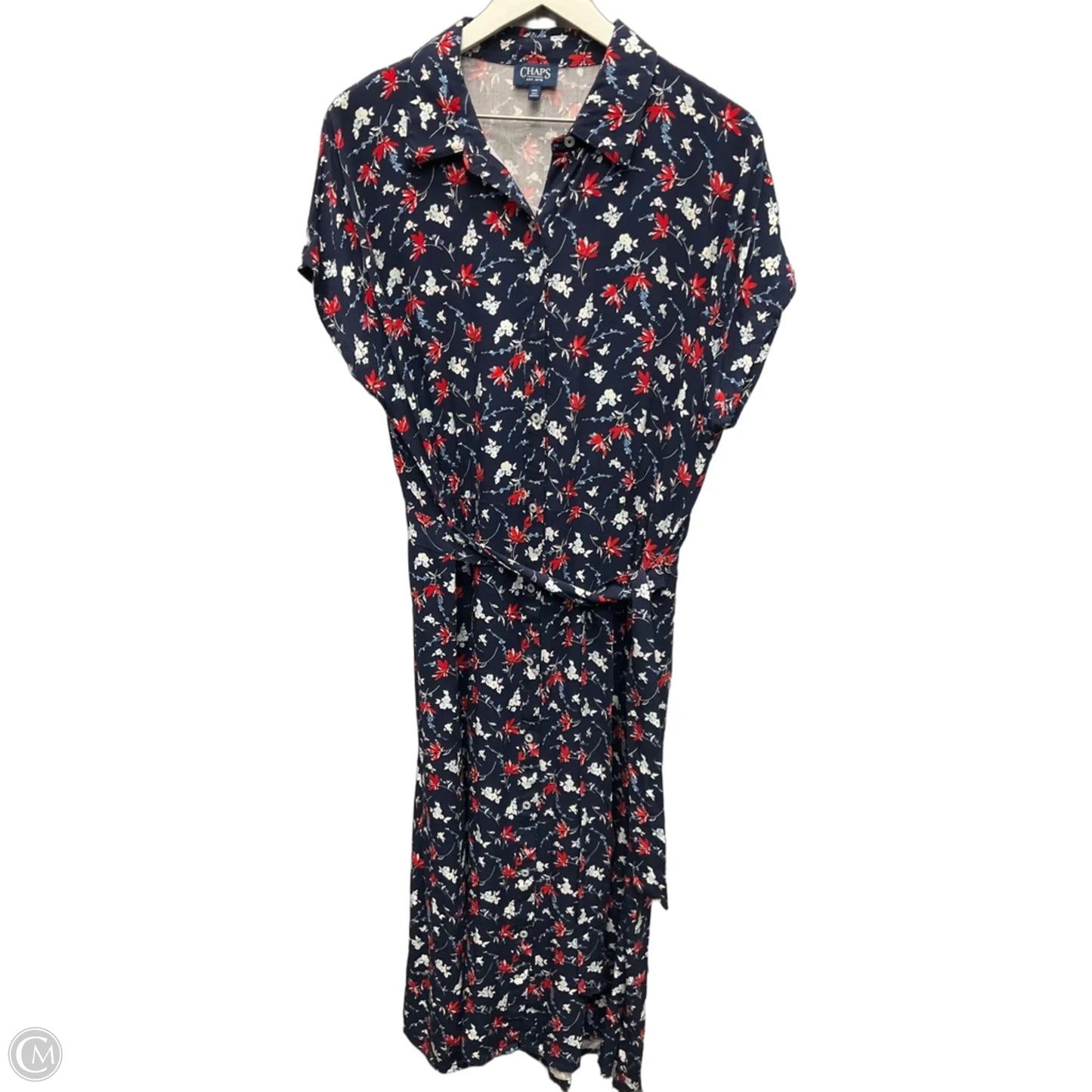 Dress Casual Midi By Chaps In Blue Red & White, Size: Xxl