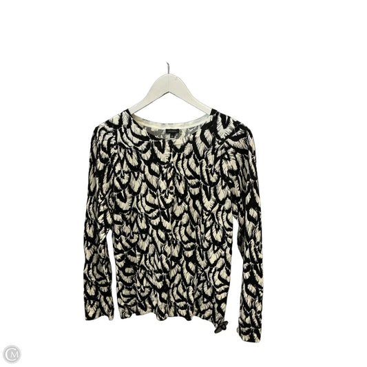 Sweater Cardigan By Talbots In Black & White, Size: L