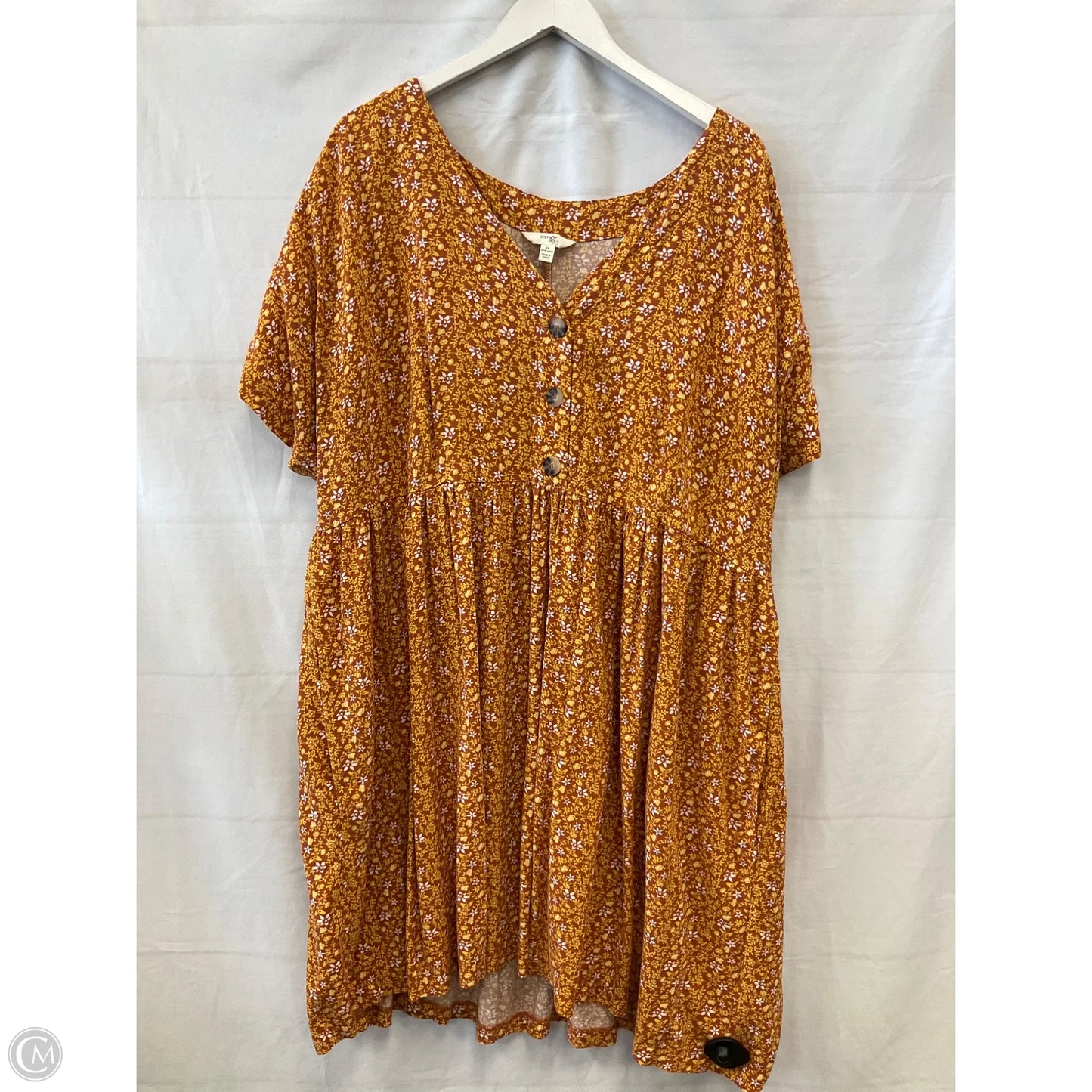 Dress Casual Midi By Terra & Sky In Orange & Yellow, Size: 2x