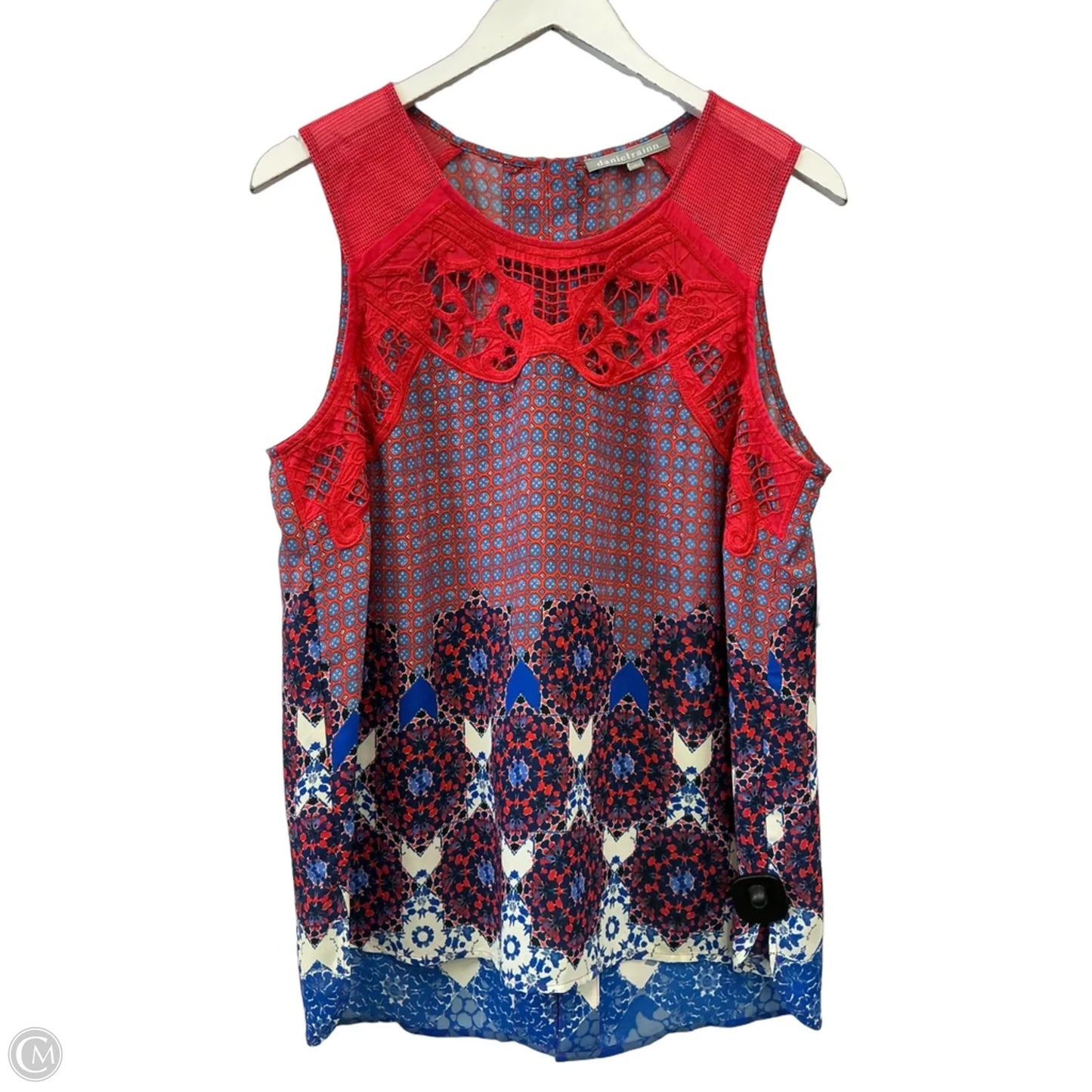 Top Sleeveless By Daniel Rainn In Blue & Red, Size: L